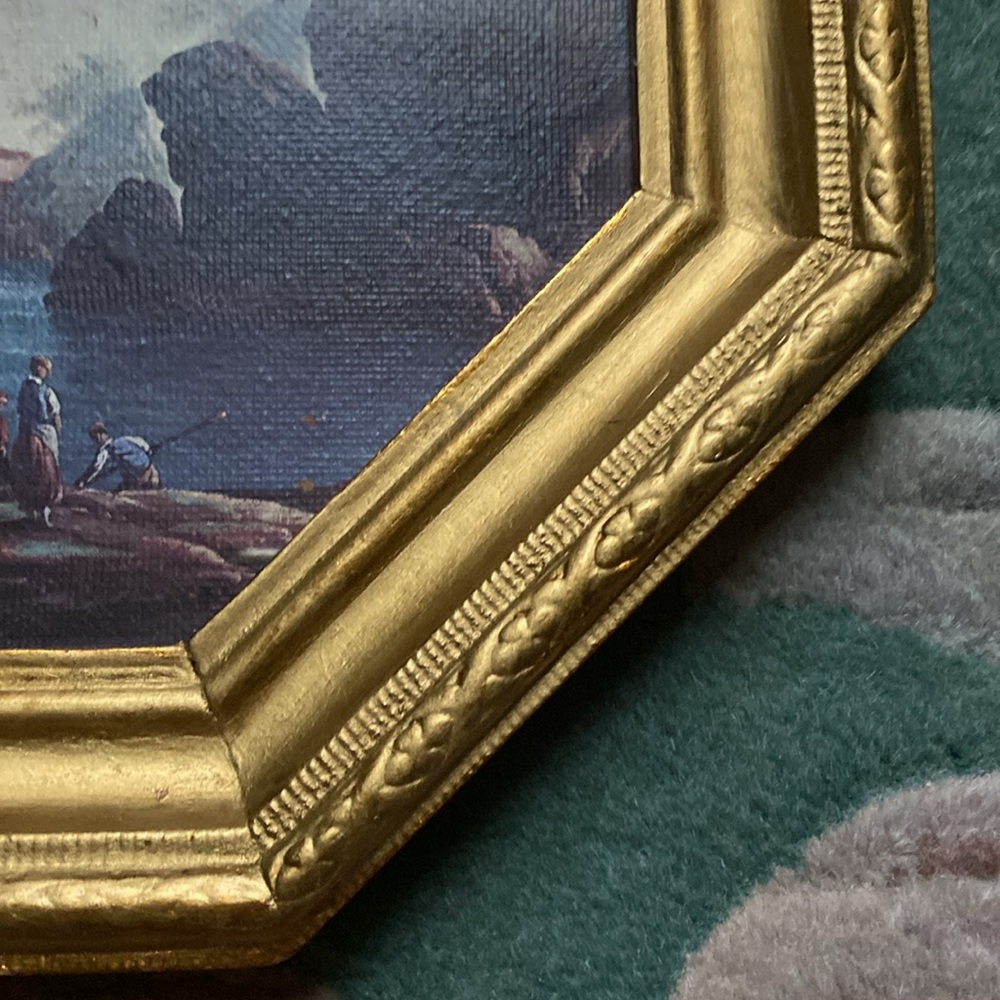 Vintage Framed Under Glass Italian Boat Scene Print - Picture 7 of 12